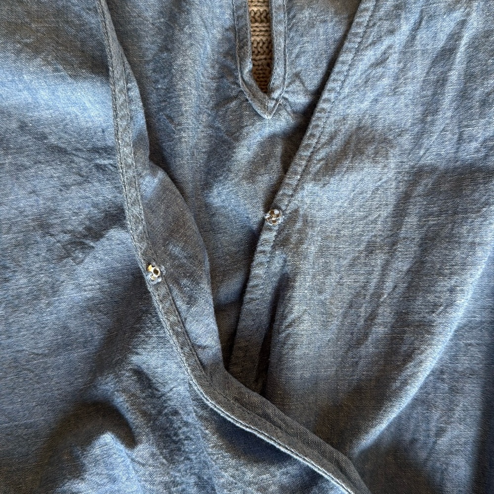 100% Cotton LOFT Denim Blue Romper Shorts - Picture 12 of 12